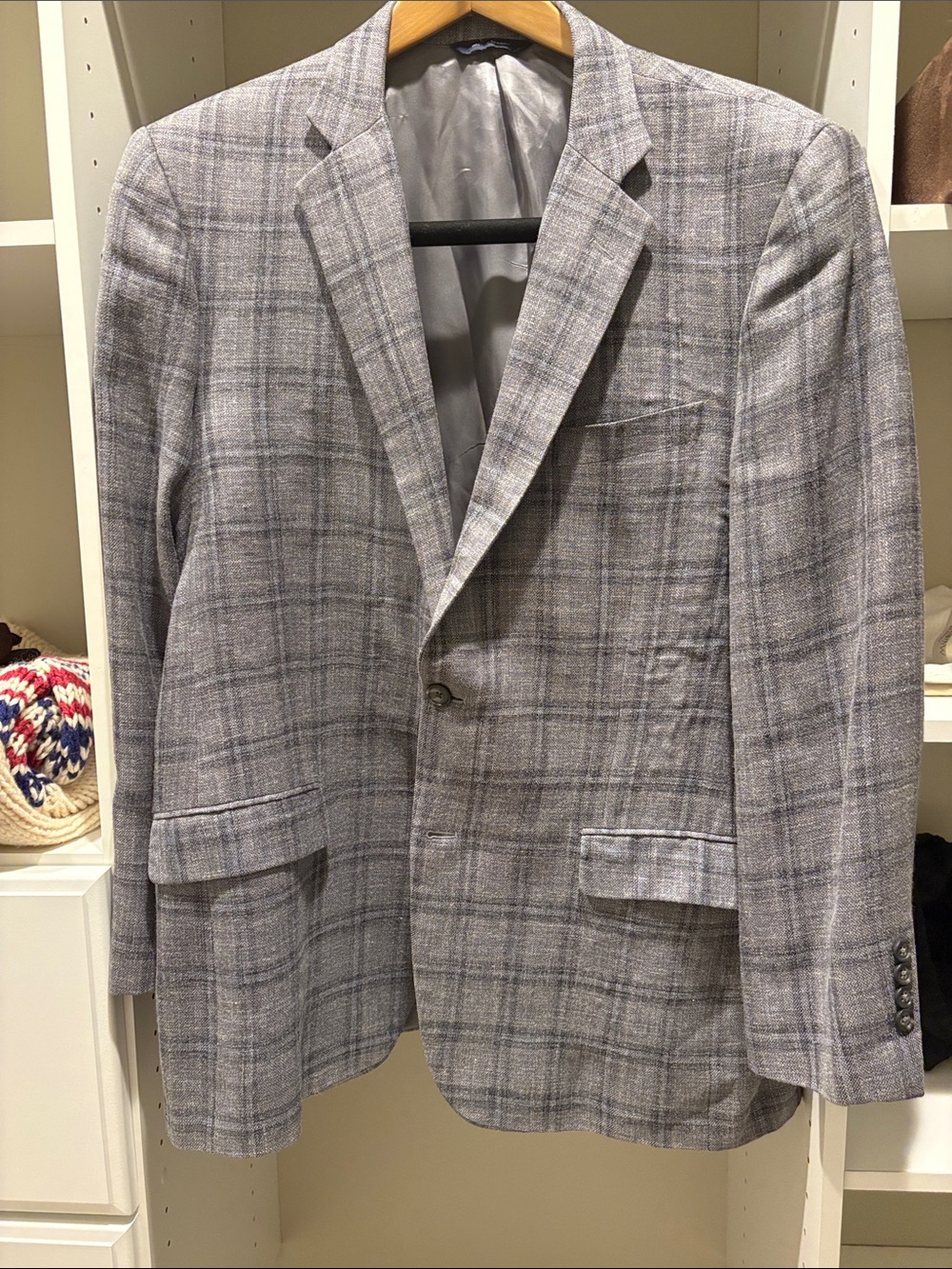 Brooks Brothers Light Gray Windowpane Plaid Sport Coat